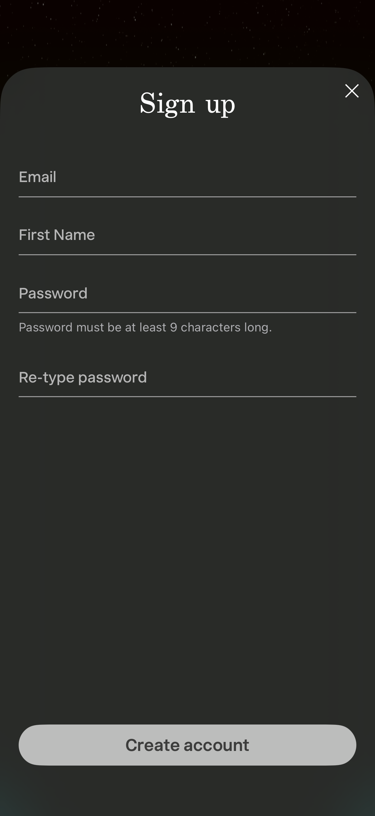 sleep-cycle signup screenshot